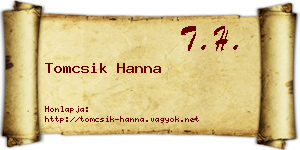 Tomcsik Hanna névjegykártya
